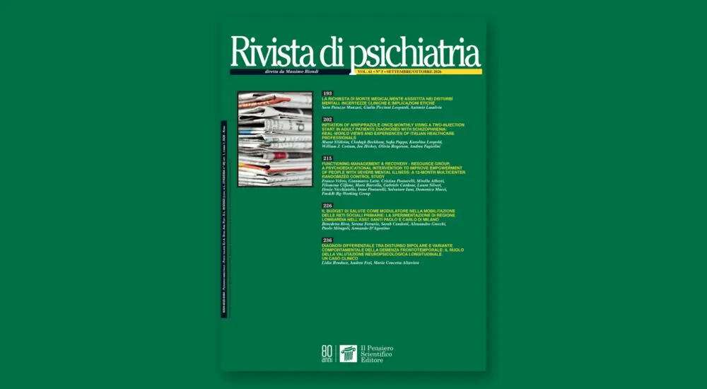 Pubblicato sulla Rivista Scientifica di Psichiatria un articolo sulla salute mentale, empowerment e recupero: la ricerca scientifica al servizio delle persone